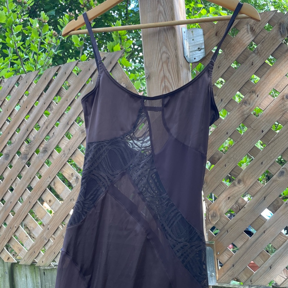 OW Collection Brown “Laney” Sheer Slip Dress